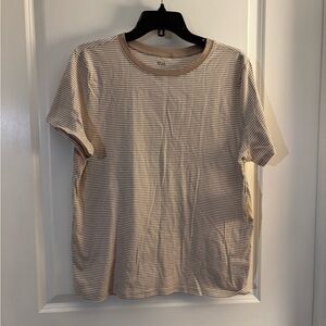A.N.A Striped Beige Crewneck T-Shirt Sz L NWT